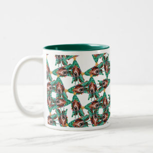 Tasse 2 Couleurs Motif de Noël drôle de Basset Hound