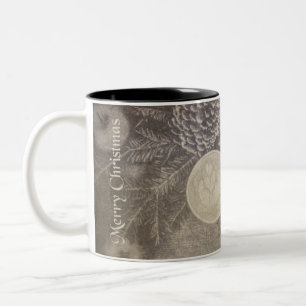 Tasse 2 Couleurs Motif de Noël vintage avec biscuits et café