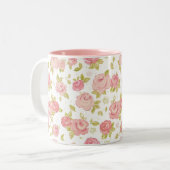 Tasse 2 Couleurs Motif de papier peint d'élégance des roses roses 3 (Devant gauche)