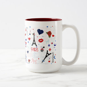 Tasse 2 Couleurs Motif de Paris avec Tour Eiffel