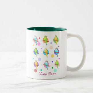 Tasse 2 Couleurs Motif de perruches et de pois