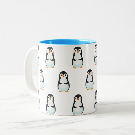 Tasse 2 Couleurs Motif de pingouin noir et blanc moderne (Devant gauche)