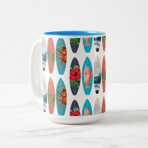 Tasse 2 Couleurs Motif de planches de surf colorées rétro