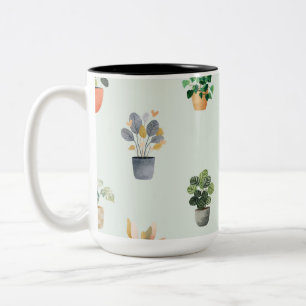 Tasse 2 Couleurs Motif de plante d'intérieur Botanique Conception d