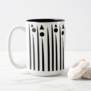 Tasse 2 Couleurs Motif de rayure de cercle de triangle noir et blan