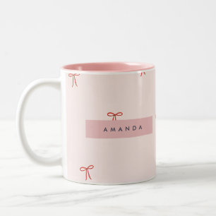 Tasse 2 Couleurs Motif de ruban élégant Pastel personnalisé