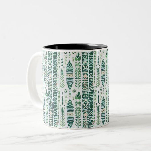 Tasse 2 Couleurs Motif de saumure vert (Devant gauche)