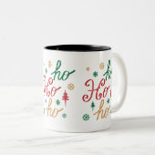 Tasse 2 Couleurs Motif de script Ho Ho Ho de Noël moderne (Devant droit)