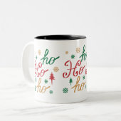 Tasse 2 Couleurs Motif de script Ho Ho Ho de Noël moderne (Devant gauche)