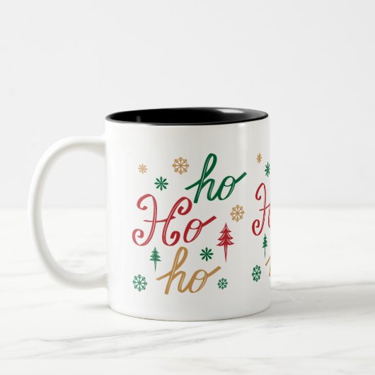 Tasse 2 Couleurs Motif de script Ho Ho Ho de Noël moderne (Gauche)