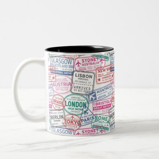 Tasse 2 Couleurs Motif de tampon Visa moderne (Gauche)