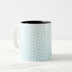 Tasse 2 Couleurs Motif de treillis géométrique bleu clair