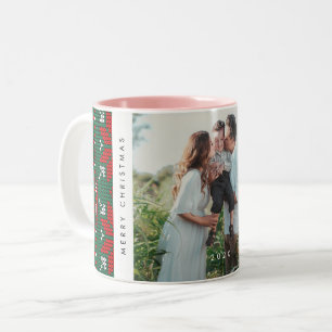 Tasse 2 Couleurs Motif de tricot douillet pour sweater de fêtes Pho