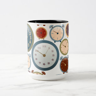 Tasse 2 Couleurs Motif de vieilles horloges vintage