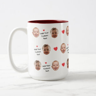 Tasse 2 Couleurs Motif de visage photo personnalisé Texte personnal