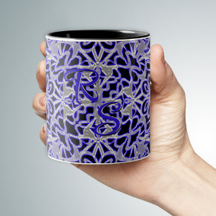 Tasse 2 Couleurs Motif dentelle violet et argenté