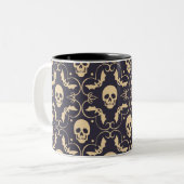 Tasse 2 Couleurs Motif des crânes d'Halloween (Devant gauche)