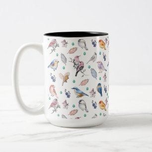 Tasse 2 Couleurs Motif des oiseaux de printemps