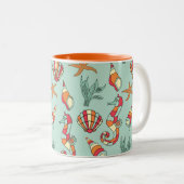 Tasse 2 Couleurs Motif d'hippocampe et de coquillage (Devant droit)