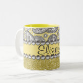 Tasse 2 Couleurs Motif d'impression de fausse pierre de Paisley de (Devant gauche)