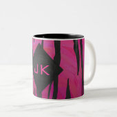 Tasse 2 Couleurs Motif d'impression monogramme rose et noir (Devant droit)