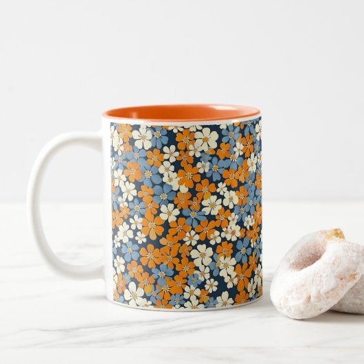 Tasse 2 Couleurs Motif Ditsy Flowers (Avec donut)