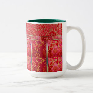 Tasse 2 Couleurs MOTIF d'or rouge ORIENTAL - Mug, Coupe