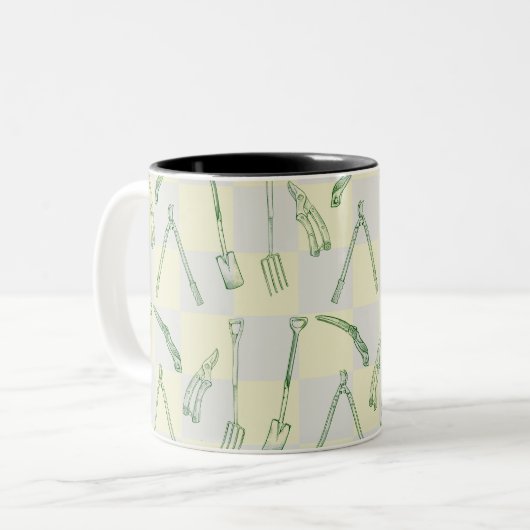 Tasse 2 Couleurs Motif d'outils de jardinage (Devant gauche)