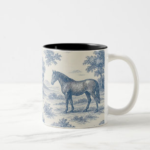 Tasse 2 Couleurs Motif du Cheval Toile de Jouy