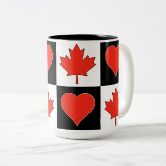 Tasse 2 Couleurs Motif du coeur du drapeau du Canada Patriotique Ca