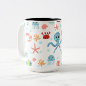 Tasse 2 Couleurs Motif du monde marin (Devant gauche)