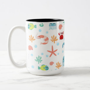 Tasse 2 Couleurs Motif du monde marin