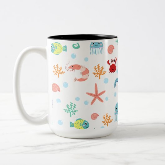 Tasse 2 Couleurs Motif du monde marin (Gauche)