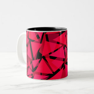 Tasse 2 Couleurs motif écarlate rouge vif ,géométrique ,abstrait th