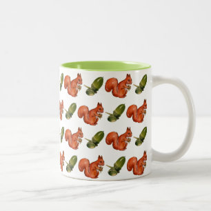 Tasse 2 Couleurs Motif Écureuil et Gland