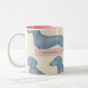 Tasse 2 Couleurs Motif élégant et charmant personnalisé de teckel
