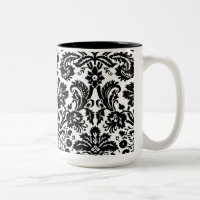 Motif élégant noir et blanc de damassé