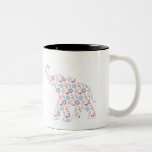 Tasse 2 Couleurs Motif éléphant-avec-fleurs-aquarelle  Unique