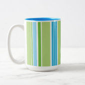 Tasse 2 Couleurs Motif en bande bleu vert (Gauche)