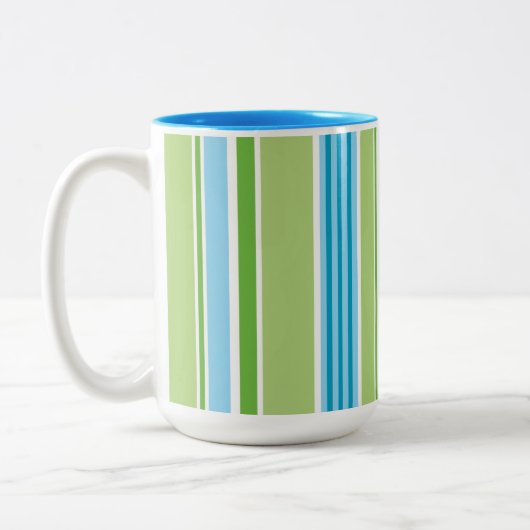 Tasse 2 Couleurs Motif en bande bleu vert (Gauche)