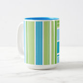 Tasse 2 Couleurs Motif en bande bleu vert (Devant gauche)