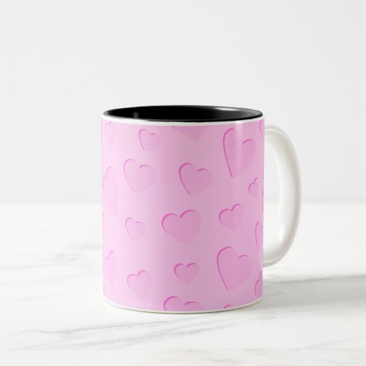 Tasse 2 Couleurs Motif en forme de coeur coupé rose (Devant droit)