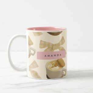 Tasse 2 Couleurs Motif en latte et en En vichy de poche personnalis