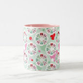 Tasse 2 Couleurs motif en pastel d'arrière - plan de hibou de fleur (Centre)