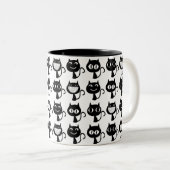 Tasse 2 Couleurs Motif Expressions de chats noirs mignons (Devant droit)