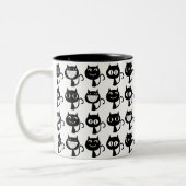 Tasse 2 Couleurs Motif Expressions de chats noirs mignons (Gauche)