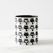Tasse 2 Couleurs Motif Expressions de chats noirs mignons (Centre)