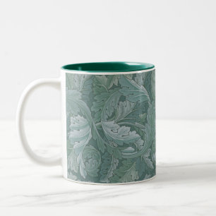 Tasse 2 Couleurs Motif feuille d'acanthe bleu sarcelle de William M