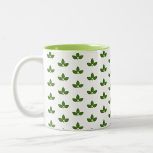 Tasse 2 Couleurs Motif feuille de laurier vert moderne 