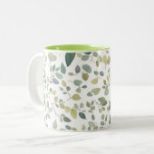 Tasse 2 Couleurs Motif Feuille vert aquarelle (Devant gauche)